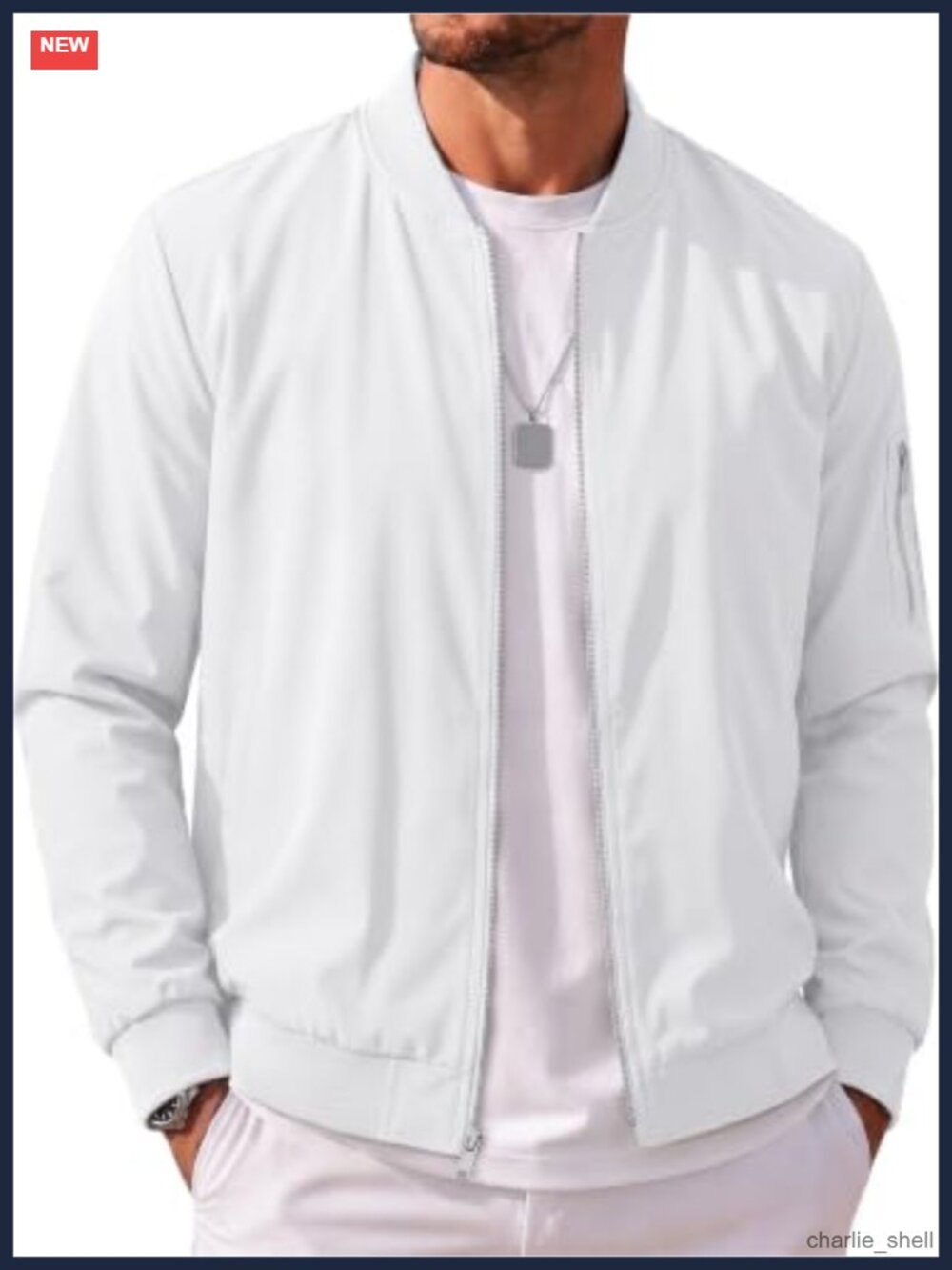 Lightweight Windproof Bomber Jacket Ribbed Cuffs Pockets
